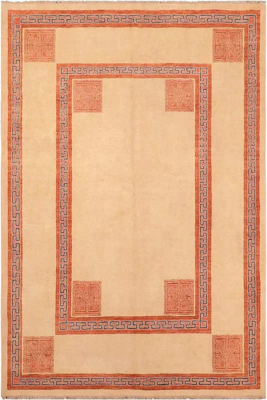 Eclectic Ziegler Kotan Beige/Rust Wool Rug – 5’9” x 7’7”