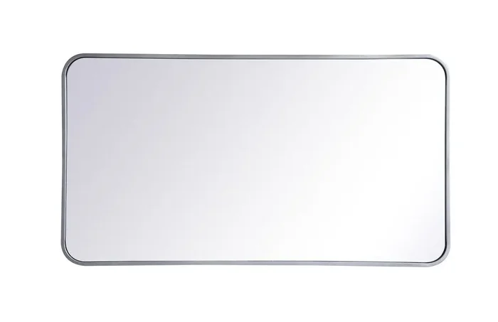 Elegant Furniture & Lighting – Evermore Soft corner metal rectangular mirror 22×40 inch in Silver – MR802240S