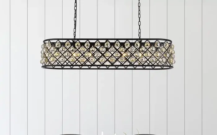 Elegant Furniture & Lighting – Madison 7 light Matte Black Chandelier Golden Teak (Smoky) Royal Cut Crystal – 1216G50MB-GT/RC