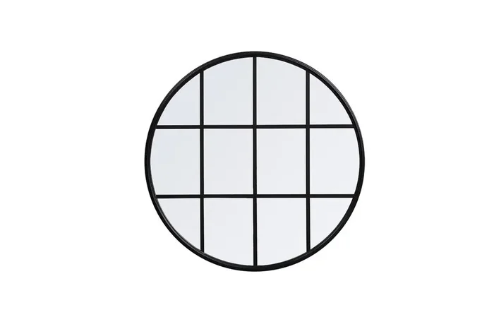 Elegant Furniture & Lighting – Motif Metal windowpane mirror 32 inch x 32 inch in Black – MR633232BK