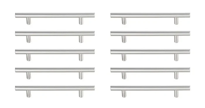 Elegant Furniture & Lighting – Quinn 5in Center to Center Brushed Nickel Bar Pull Multipack (set of 10) – PL400-5-NK-10PK