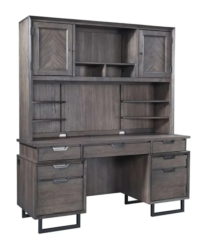 Emery Park – Harper Point 66in Credenza & Hutch in Fossil Finish