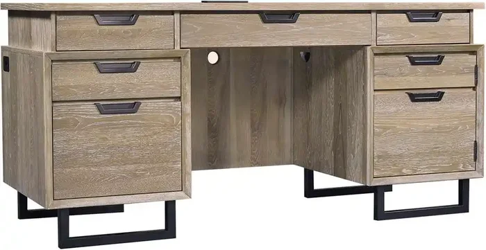 Emery Park – Harper Point 66in Credenza Desk in Bleached Khaki Finish – IHP-316-KHA