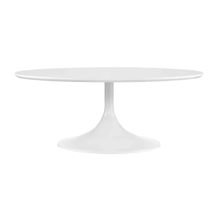 Euro Style – Astrid 36in Coffee Table with Matte White Top and High Gloss White Base – 90287WHT-KIT