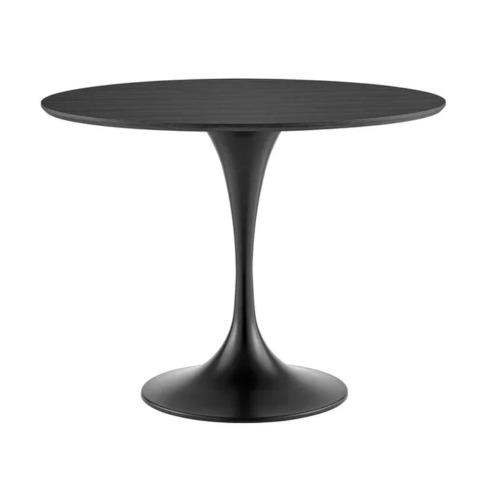 Euro Style – Astrid 40in Round Table, Black Wood Top/Matte Black Steel Base – 90264BLK-KIT