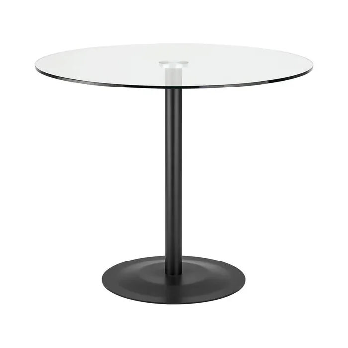 Euro Style – Ava 36in Round Bistro Table, Clear Tempered Glass/Matte Black Base – 15132BLK-KIT