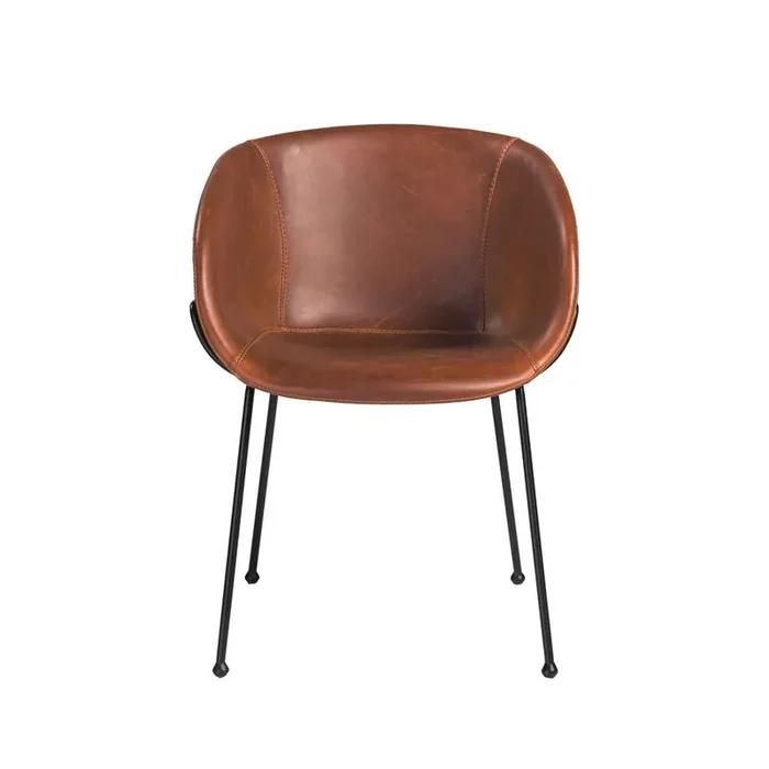 Euro Style – Zach Armchair with Dark Brown Leatherette with Matte Black Legs (Set of 2) – 30488DKBRN