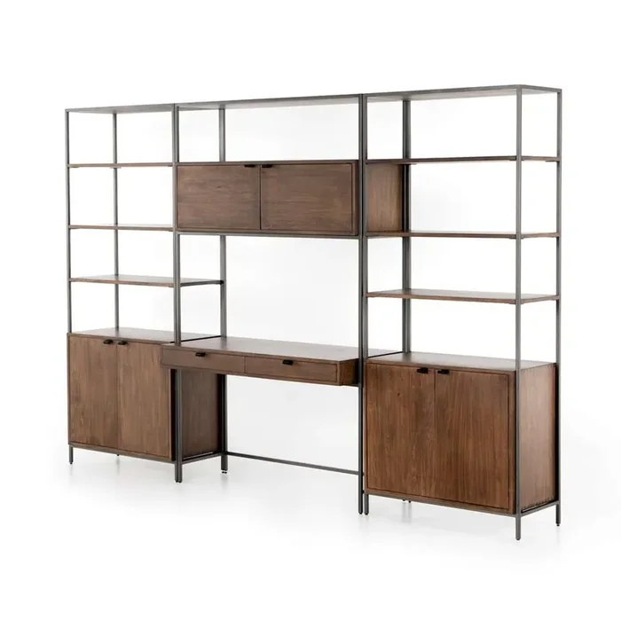 Four Hands – Trey Modular Wall Desk With 2 Bookcases – Auburn Poplar – 228708-002