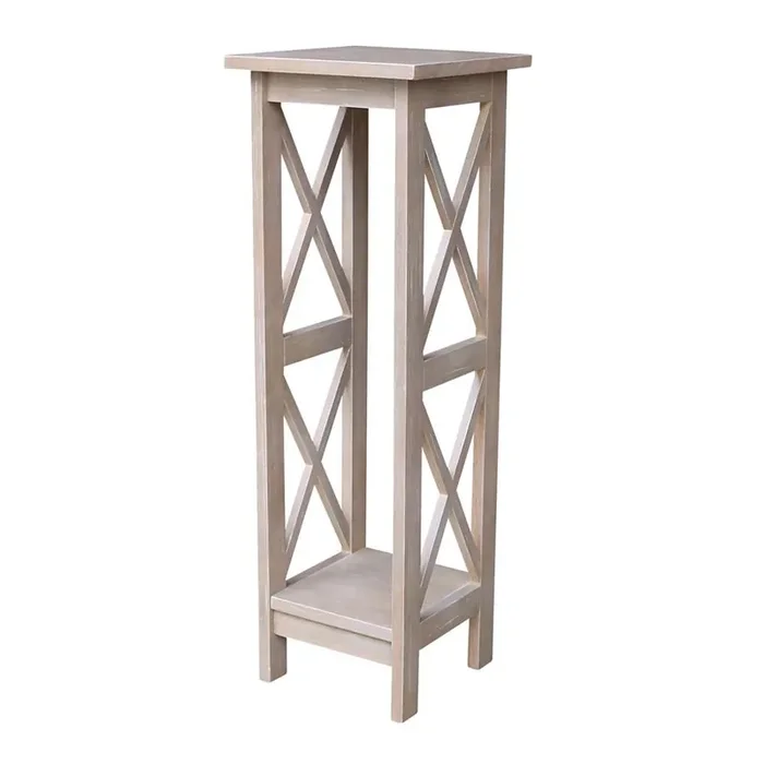 International Concepts – 36in X-Sided Plant Stand in Washed Gray Taupe Finish – OT09-3069X