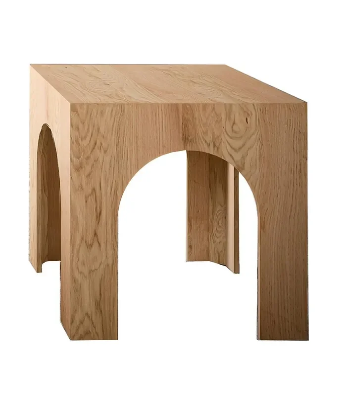 Jofran – Archimedes 20in Arched Wood Square Modern Rustic End Table in Oak – 2430-3