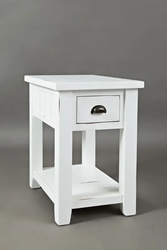 Jofran – Artisans Craft Chairside Table in eathered white – 1744-7
