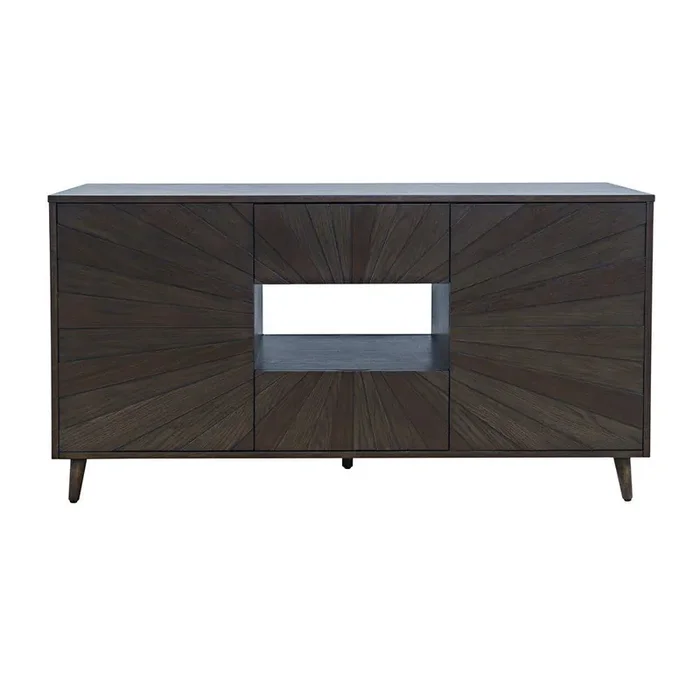 Jofran – Reece 60in Mid-Century Modern Starburst TV Stand Console Storage Cabinet in Americano – 2485-60