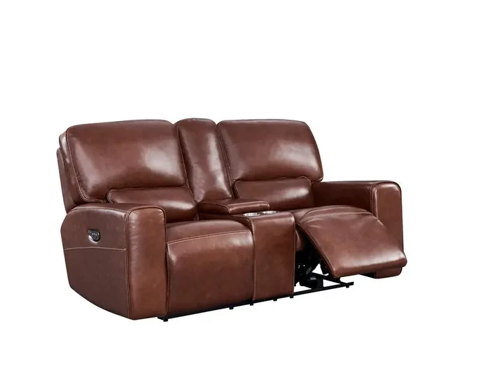 Leather Italia USA – Broadway Loveseat – Console P2 Brown – 9661-EH9049C-028540LV
