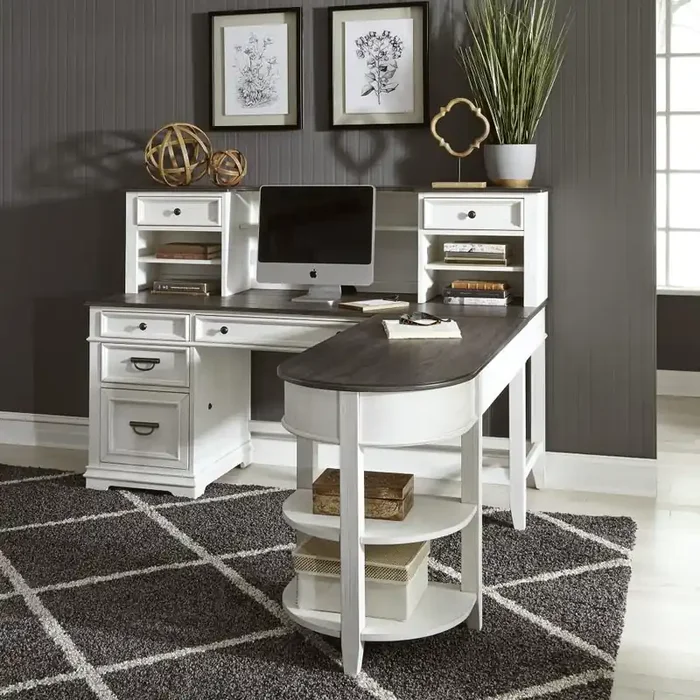 Liberty Furniture – Allyson Park L Shaped Desk Set – 417-HOJ-LSD