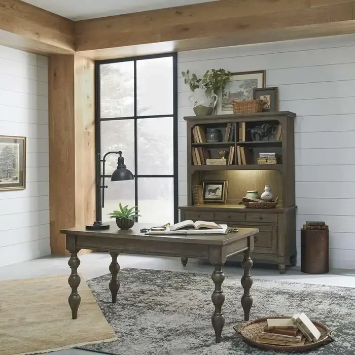 Liberty Furniture – Americana Farmhouse 3 Piece Desk, Credenza & Hutch Set – 615-HO-3DH