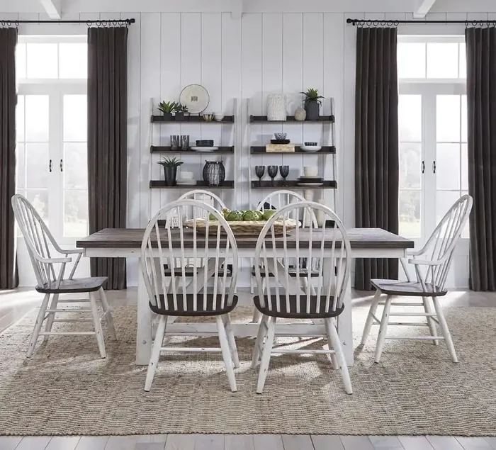 Liberty Furniture – Farmhouse 7 Piece Trestle Table Set – 139WH-CD-7TRS