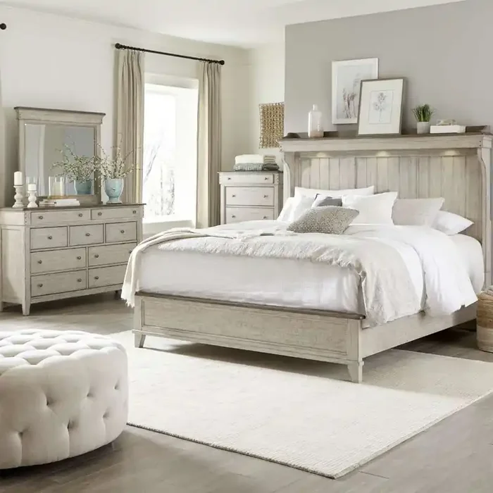 Liberty Furniture – Ivy Hollow Queen Mantle Bed, Dresser & Mirror, Chest – 457-BR-QMTDMC