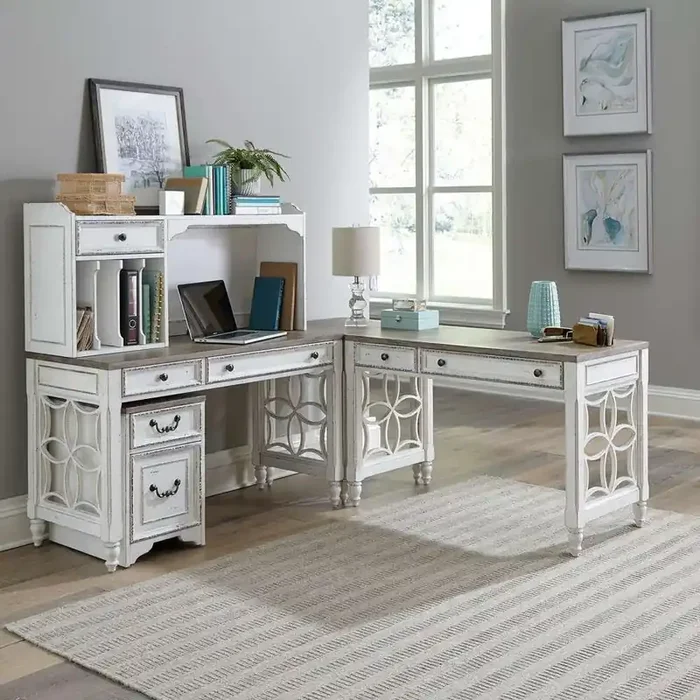 Liberty Furniture – Magnolia Manor L Shaped Leg Desk Set – 244-HOJ-LSLD