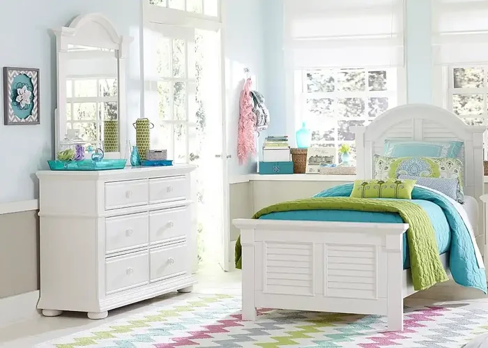 Liberty Furniture – Summer House Youth 3 Piece Twin Panel Bed, Dresser & Mirror Set – 607-BR-TPBDM
