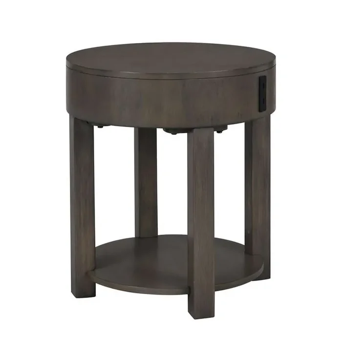 Lilola Home – Jonah Light Brown MDF End Table with USB Ports – 98009