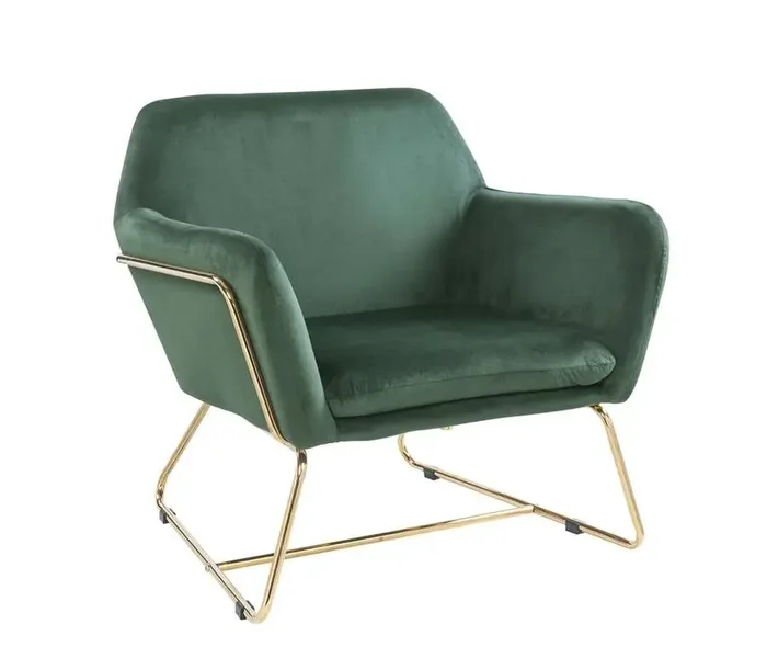 Lilola Home – Keira Green Velvet Accent Chair with Metal Base – 88877