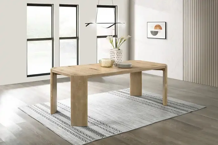 Lilola Home – Magnus Oak Finish 84inW Extendable Rectangular Dining Table-30035