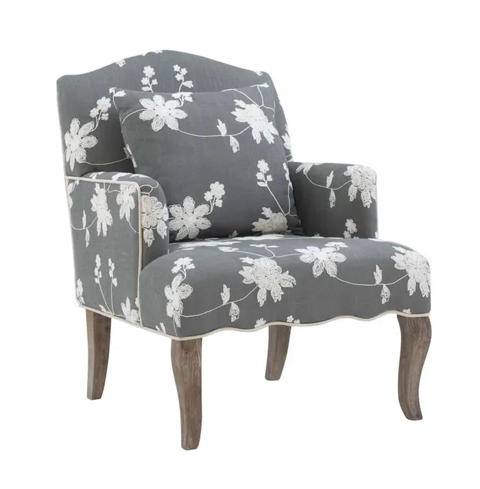 Linon Home Decor – Floral Arm Chair – 368312GRY01U