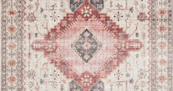 Loloi Skye SKY-02 IVORY / BERRY Area Rug 6 ft. 0 in. X 6 ft. 0 in. Round