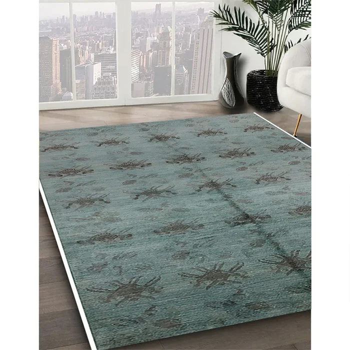 Mid-Century Modern Light Slate Gray Oriental Rug, urb1697