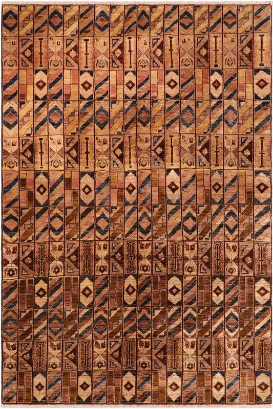 Modern Gabbeh Joella Brown/Beige Wool Rug – 6’0” x 8’8”