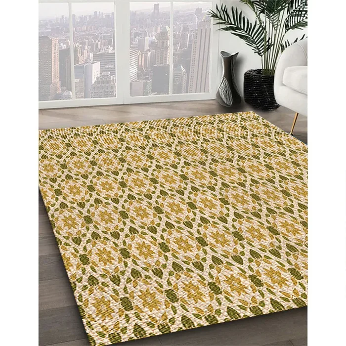 Patterned Brown Gold Rug, pat1793org
