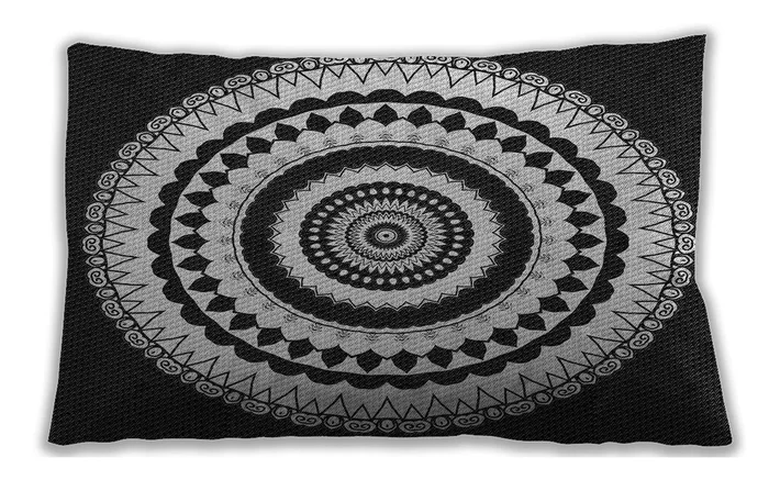Patterned Indoor Outdoor Rectangular Black Lumbar Throw Pillow, 13 inch by 19 inch, lbpat1957