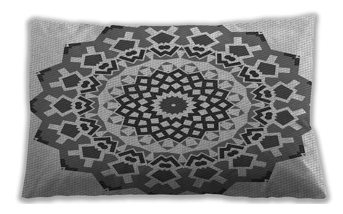 Patterned Indoor Outdoor Rectangular Carbon Gray Lumbar Throw Pillow, 13 inch by 19 inch, lbpat1973gry