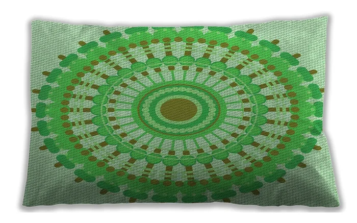 Patterned Indoor Outdoor Rectangular Green Lumbar Throw Pillow, 13 inch by 19 inch, lbpat1915grn