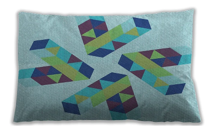 Patterned Indoor Outdoor Rectangular Light Aquamarine Green Lumbar Throw Pillow, 13 inch by 19 inch, lbpat1547lblu