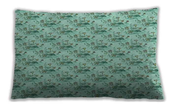 Patterned Indoor Outdoor Rectangular Medium Sea Green Lumbar Throw Pillow, 13 inch by 19 inch, lbpat1281lblu