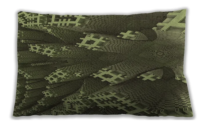 Patterned Indoor Outdoor Rectangular Olive Green Lumbar Throw Pillow, 13 inch by 19 inch, lbpat1350brn