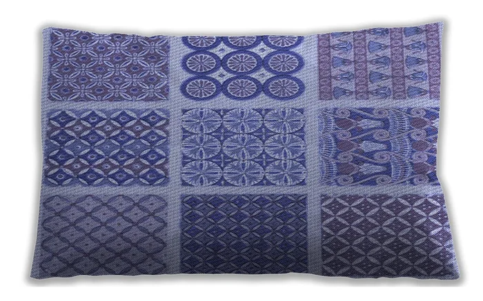 Patterned Indoor Outdoor Rectangular Slate Blue Lumbar Throw Pillow, 13 inch by 19 inch, lbpat2685blu