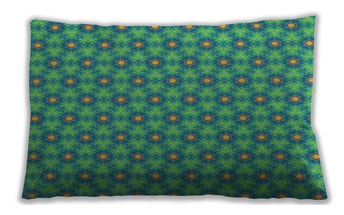 Patterned Indoor Outdoor Rectangular Teal Green Lumbar Throw Pillow, 13 inch by 19 inch, lbpat1635