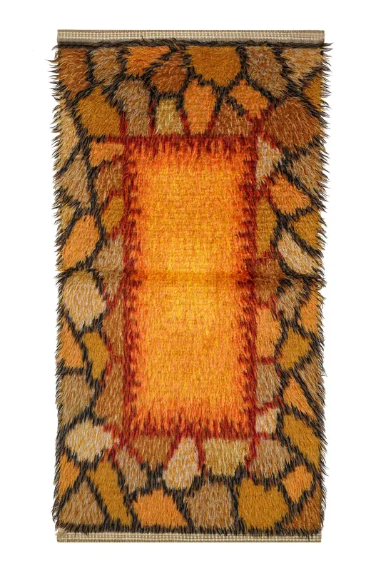 Vintage Scandinavian Rya rug 3’6″ x 1’10”